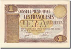 Spanien 1 Peseta Geldschein, LES FRANQUESES, Blason, 1937, VZ+ -