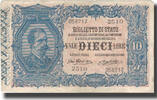 Italien 10 Lire Geldschein, 1914, KM:20e, S -