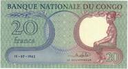 Congo Democratic Republic 20 Francs Geldschein, 1962-05-15, KM:4a, UNZ -