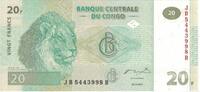 Congo Republic 20 Francs Geldschein, 2003-06-30, UNZ -