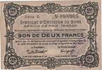 Frankreich 2 Francs Poix-Terron, Syndicat d'émission / Bon de, VZ -