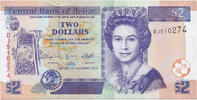 Belize 2 Dollars Geldschein, UNZ -