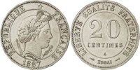 Frankreich 20 Centimes Münze, Paris, VZ, Nickel, KM:E37, Gadoury:50.4 -