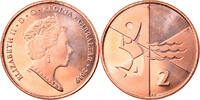 Gibraltar 2 Pence Münze, Island games, UNZ, Copper Plated Steel -