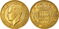Monaco 20 Francs, Vingt Münze, Rainier III, VZ, Aluminum-Bronze -