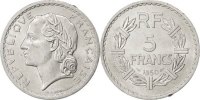 Frankreich 5 Francs Münze, Lavrillier, VZ+, Aluminium, KM:888b.1 -