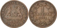Deutsch Staaten Kreuzer Münze, NASSAU, Adolph, Wiesbaden, SS, Kupfer -