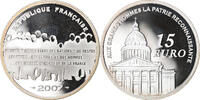 Frankreich 15 Euro Panthéon, Proof, STGL, Silber, KM:A1450 -