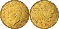 Monaco 50 Francs, Cinquante Münze, Rainier III, VZ, Aluminum-Bronze -