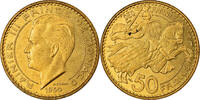 Monaco 50 Francs, Cinquante Münze, Rainier III, VZ, Aluminum-Bronze -