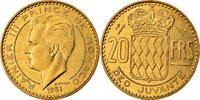 Monaco 20 Francs, Vingt Münze, Rainier III, VZ, Aluminum-Bronze -