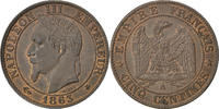 Frankreich 5 Centimes Münze, Napoleon III, Napoléon III, Paris, VZ -
