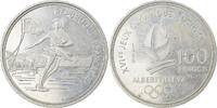Frankreich 100 Francs Münze, Ice Skating Couple, Albertville 92, VZ -