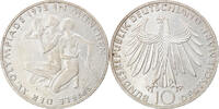 Bundesrepublik Deutschland 10 Mark Münze, Stuttgart, SS, Silber, KM:132 -