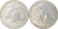 Bundesrepublik Deutschland 10 Mark Münze, Munich, SS+, Silber, KM:131 -