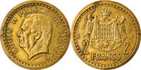 Monaco 2 Francs Münze, Louis II, undated (1945), SS+, Aluminum-Bronze -