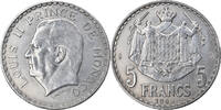 Monaco 5 Francs Münze, Louis II, Paris, VZ, Aluminium, KM:122 -