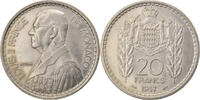 Monaco 20 Francs, Vingt Münze, Louis II, Poissy, SS+, Copper-nickel -
