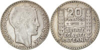 Frankreich 20 Francs Münze, Turin, Paris, SS, Silber, KM:879 -