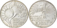 Bundesrepublik Deutschland 10 Mark Münze, Stuttgart, SS+, Silber -