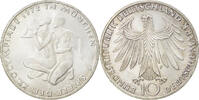 Bundesrepublik Deutschland 10 Mark Münze, Stuttgart, VZ, Silber, KM:132 -