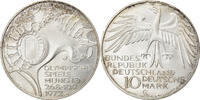 Bundesrepublik Deutschland 10 Mark Münze, Karlsruhe, VZ, Silber, KM:133 -