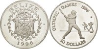 Belize 10 Dollars Münze, UNZ+, Silber, KM:127 -