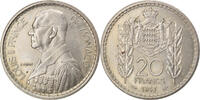 Monaco 20 Francs, Vingt Münze, Louis II, Paris, SS+, Copper-nickel -