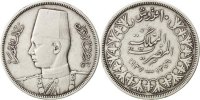 Ägypten 10 Piastres Münze, Farouk, SS, Silber, KM:367 -