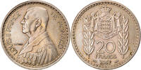 Monaco 20 Francs, Vingt Münze, Louis II, Poissy, SS, Copper-nickel -
