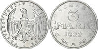 Deutschland, Weimarer Republik 3 Mark Münze, Berlin, SS+, Aluminium -