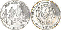 Ruanda 500 Francs Münze, Jeux olympiques Pékin 2008, BE, STGL, Silber -