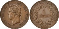 Frankreich Decime Münze, VZ, Kupfer, KM:E10, Gadoury:212 -