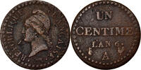 Frankreich Centime Münze, Dupré, Paris, S+, Bronze, KM:646, Gadoury:76 -
