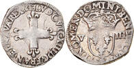 Frankreich 1/8 Ecu Münze, Louis XIII, 1/8 Écu à la croix, Rennes, S+ -