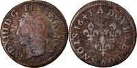 Frankreich Double Tournois Münze, Louis XIII, Double tournois de Warin, tête à gauche -