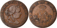 Spanien 5 Centimos Münze, Isabel II, Madrid, S, Kupfer, KM:635.1 -