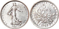 Frankreich 5 Francs 1969 Paris Münze, Semeuse, Paris, UNZ, Silber, KM:926