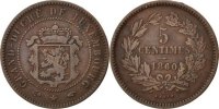 Luxemburg 5 Centimes Münze, William III, Paris, S+, Bronze, KM:22.2 -