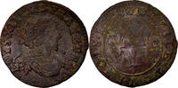Frankreich Double Tournois Münze, Louis XIII, Louis XIII, S+, Kupfer -