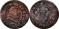 Frankreich Double Tournois Münze, Louis XIII, Double tournois, buste juvénile au col fraisé -