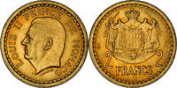 Monaco 2 Francs Münze, Paris, UNZ, Cupro-Aluminium, Gadoury:134 -
