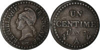 Frankreich Centime Münze, Dupré, Paris, SS, Bronze, KM:646, Gadoury:76 -