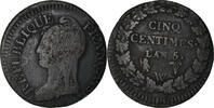 Frankreich 5 Centimes Münze, Dupré, Lille, S+, Bronze, KM:640.11 -