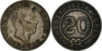 Sarawak 20 Cents Münze, Charles V. Brooke, Heaton, Birmingham, SS -