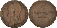 Frankreich 5 Centimes Münze, Dupré, Paris, Sans lettre d'atelier, S+ -