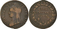 Frankreich 5 Centimes Münze, Dupré, Paris (A/R), SS, Bronze -
