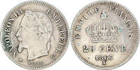 Frankreich 20 Centimes Münze, Napoleon III, Paris, SS, Silber -