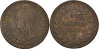 Frankreich Decime Münze, Dupré, Paris, S, Bronze, KM:644.1 -