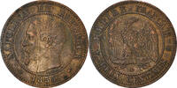 Frankreich 2 Centimes Münze, Napoleon III, Paris, SS+, Bronze -